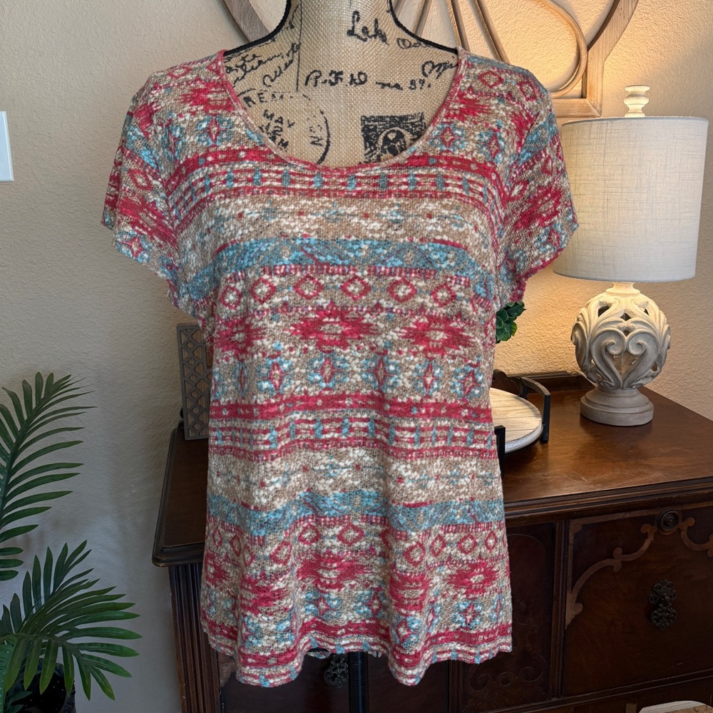 Wrangler Multicolor Aztec Patterned & Textured Fabric Women's Top